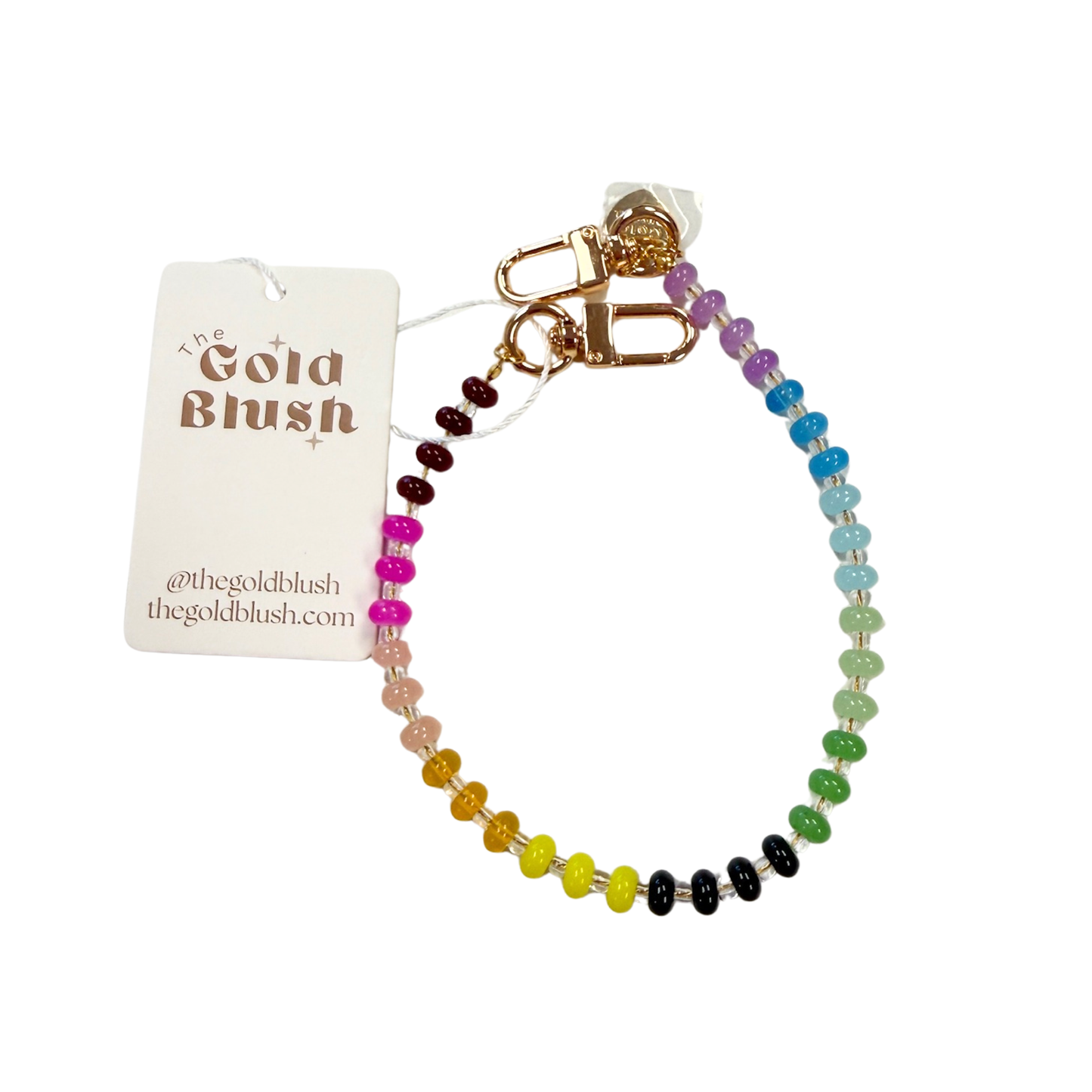 Gold Blush Rainbow Beaded Bag Chain- Colorful Purse Charm Strap (14" or 18")