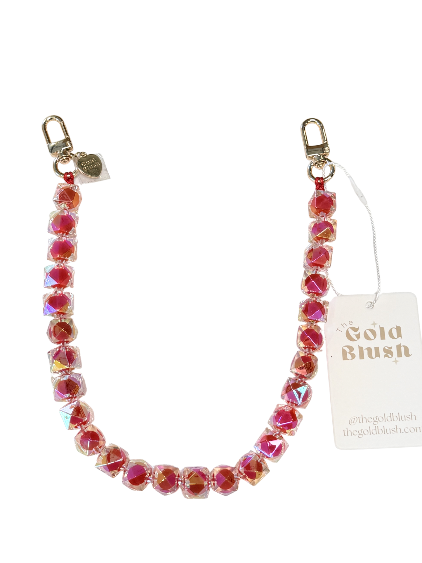 Gold Blush Prism Chain- Iridescent Crystal Bag Charm Chain, Sparkle Prism Strap (18")