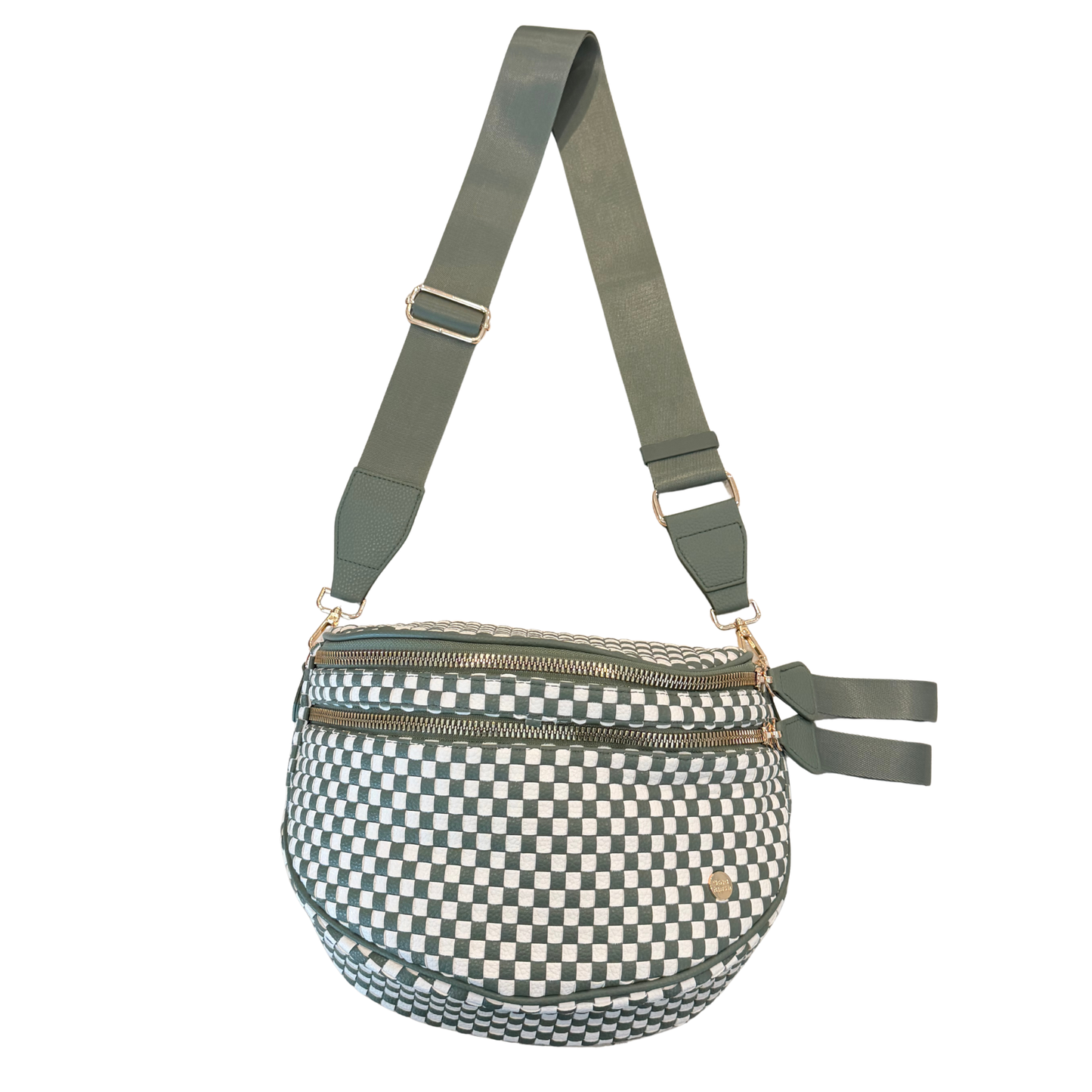 Gold Blush Signature Woven Bum Bag – Woven Faux Leather Crossbody 60” Strap