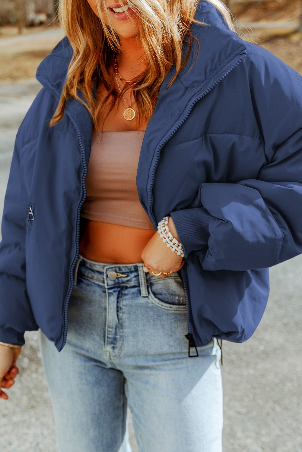 Leila Zip Puffer Jacket with Pockets