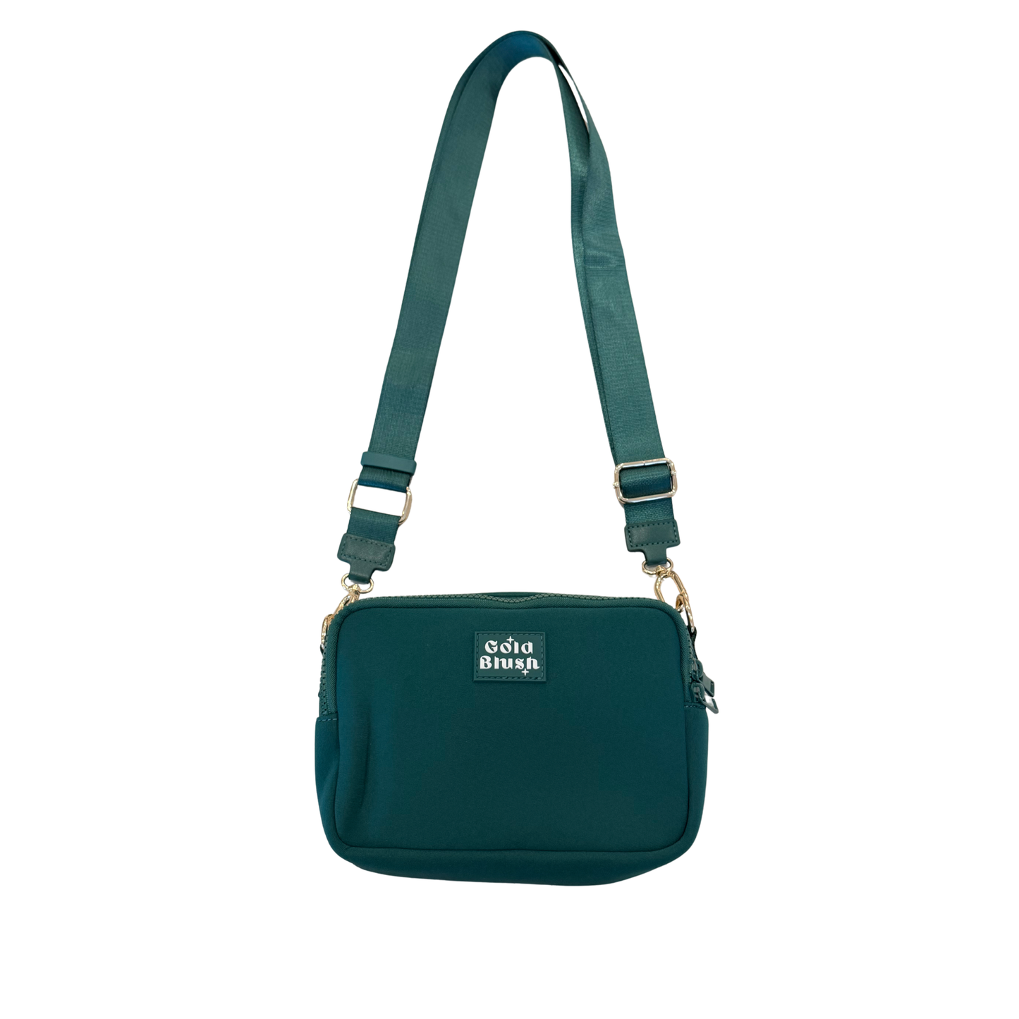 Gold Blush Bestie Bag – Soft Neoprene Crossbody with Key Leash & RFID Card Slots