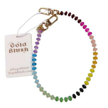Gold Blush Rainbow Beaded Bag Chain- Colorful Purse Charm Strap (14" or 18")
