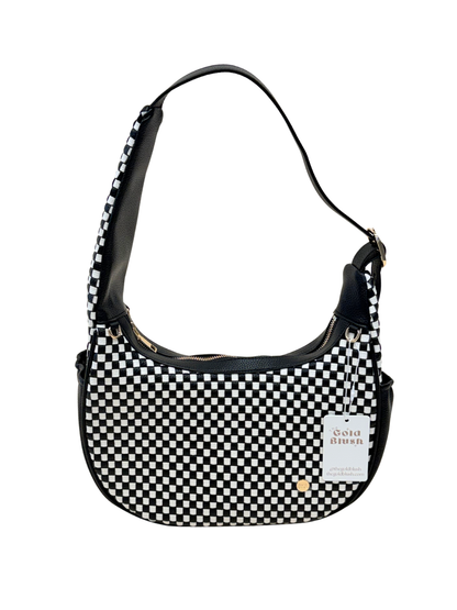 Gold Blush Woven Everyday Shoulder Bag – Vegan Leather Adjustable Strap Tote