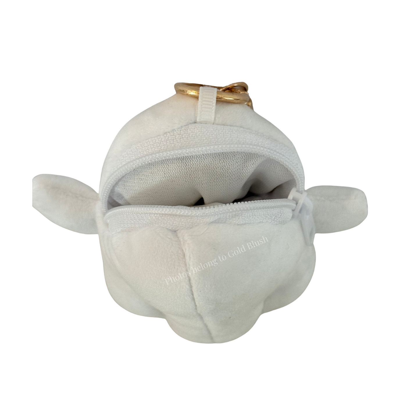 Gold Blush Plush Mini Coin Pouch – Clip-On Ghost & Alien Bag Charm
