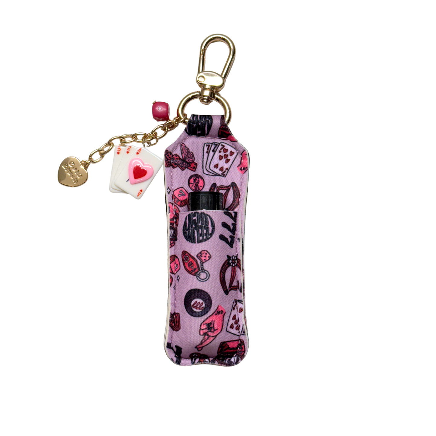 Lucky Lips Tallow Lip Balm + Lip Balm Holder Keychain- Gold Blush x Magic Moo Vanilla Tallow Lip Balm