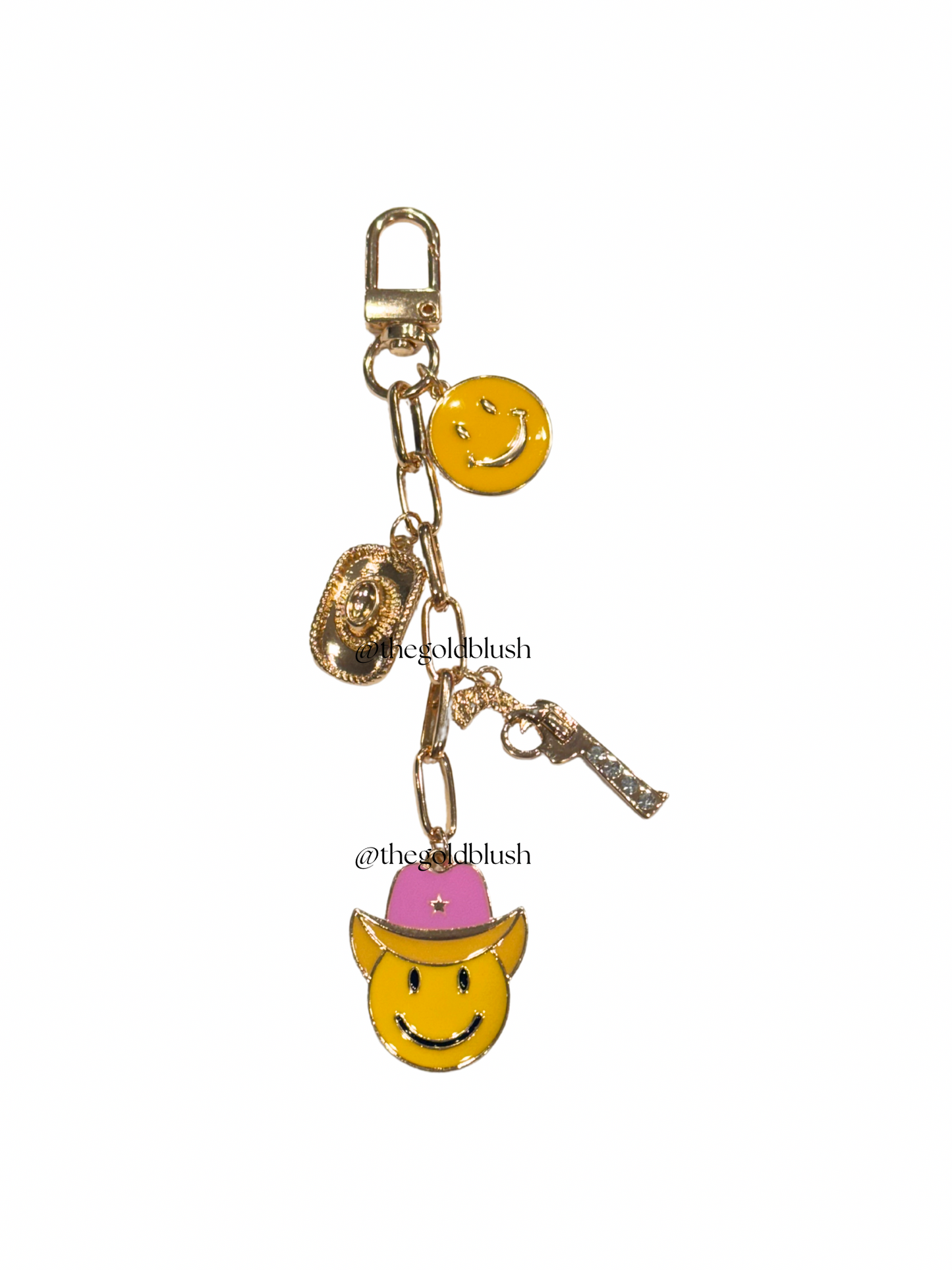 Trendy Charm Bag Chain - Pre Styled And Customizable- Gold Chain, Features Various Charms, Keychain