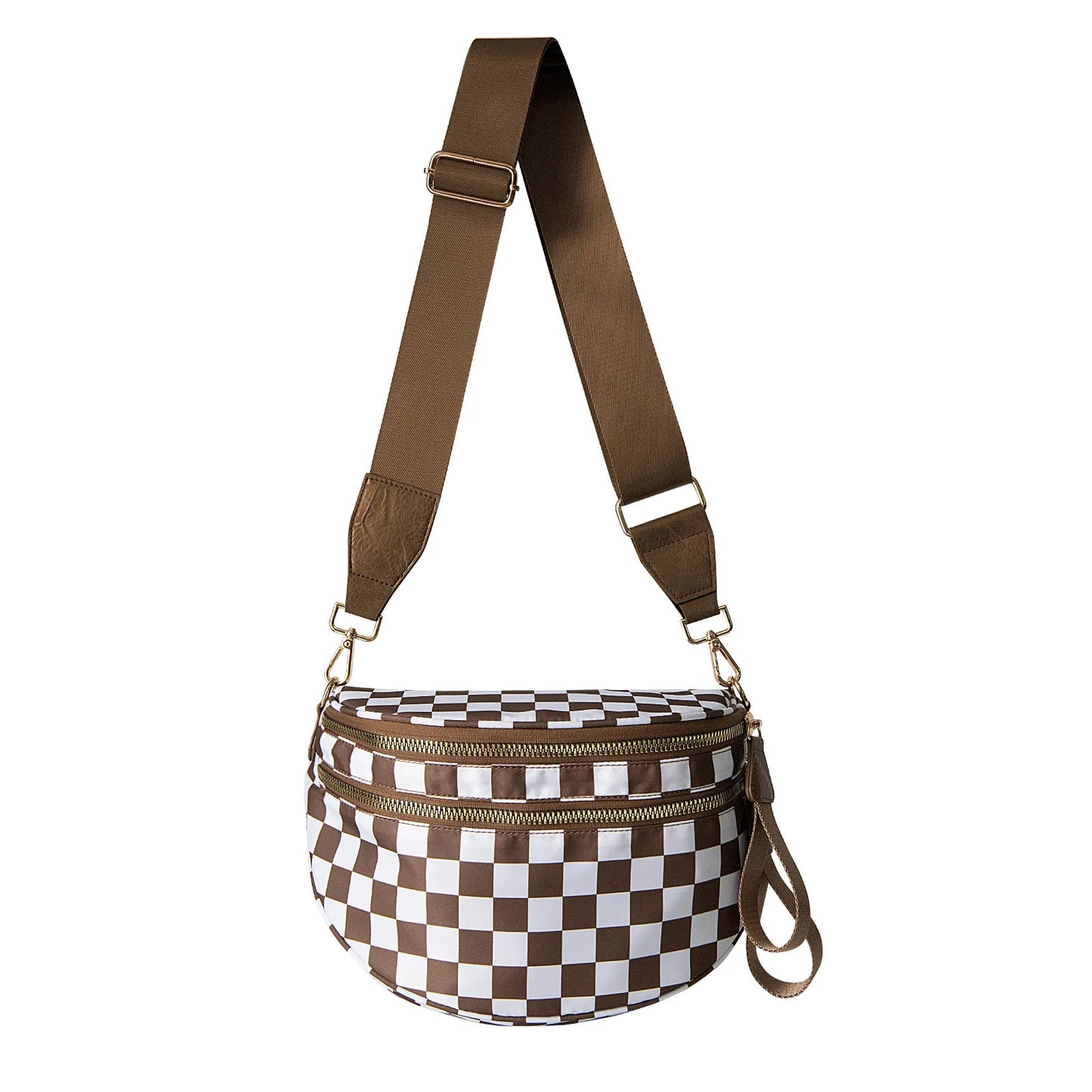 Black and White Checkered Nylon Bum Bag