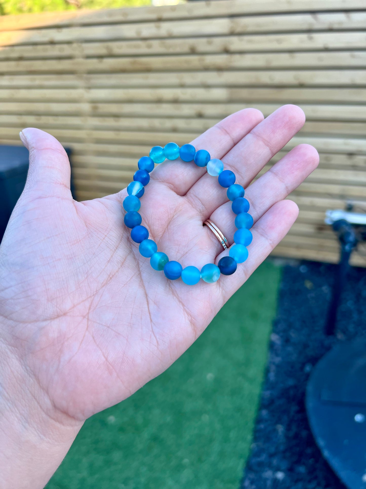 Blue Banded Agate Stretch Bracelet 8mm