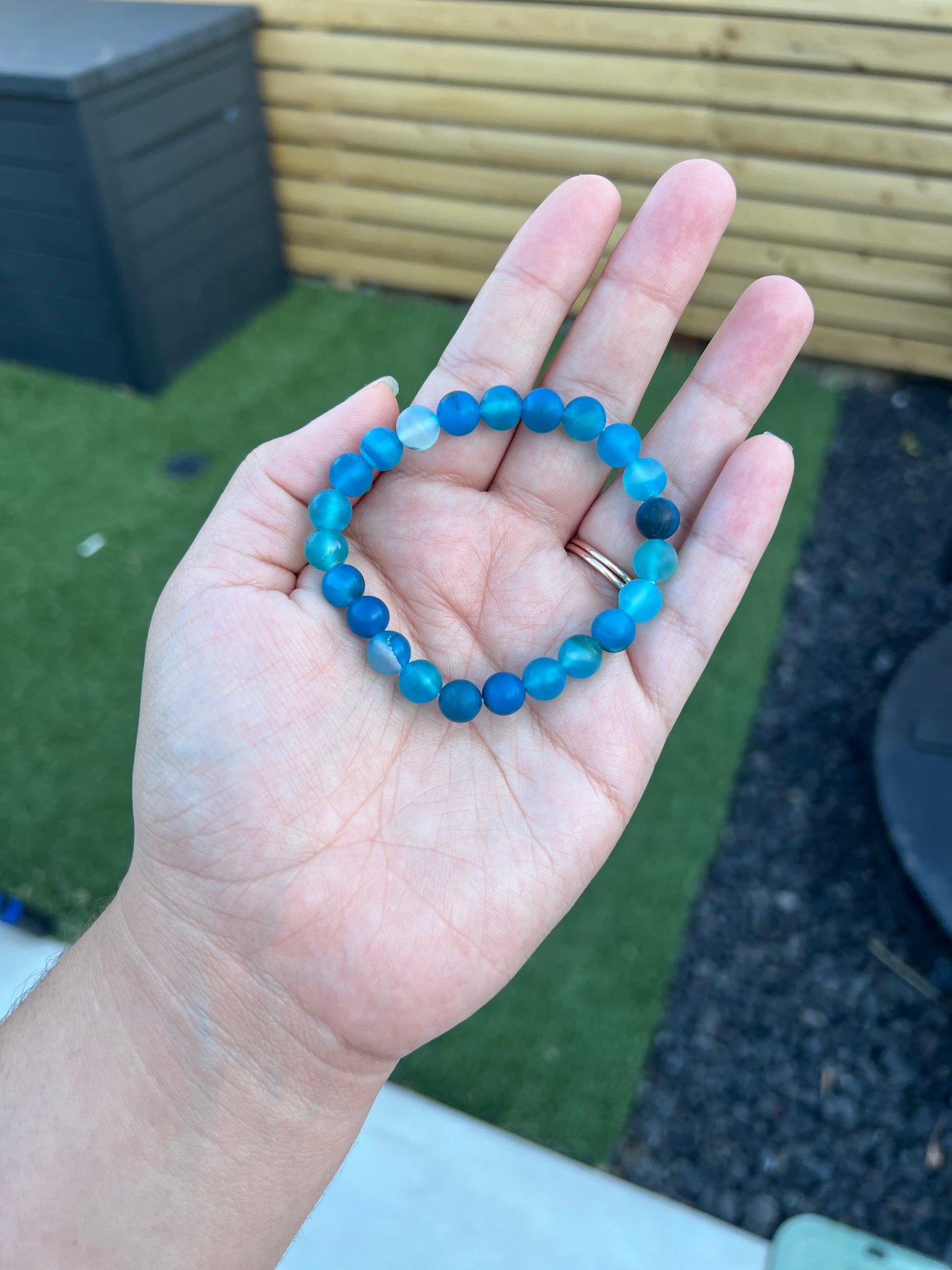 Blue Banded Agate Stretch Bracelet 8mm