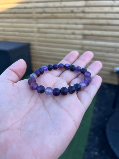 Purple Banded Agate Stretch Bracelet 8mm