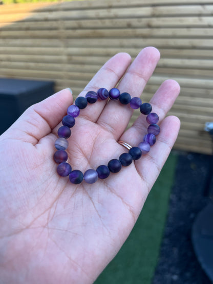 Purple Banded Agate Stretch Bracelet 8mm