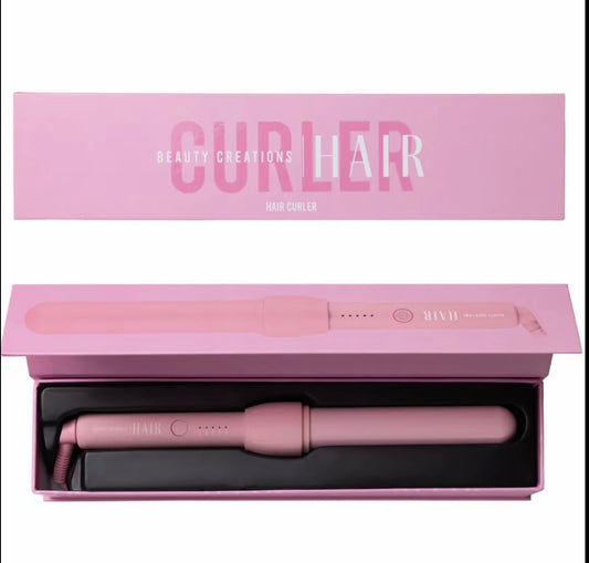 Pink Hair Curling Wand- 1 inch Barrel, 60 min Auto Shutoff, 5 Heat Settings- Quick and Convenient
