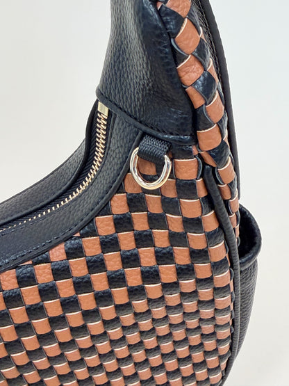 Gold Blush Woven Everyday Shoulder Bag – Vegan Leather Adjustable Strap Tote