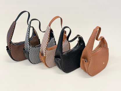 Gold Blush Woven Everyday Shoulder Bag – Vegan Leather Adjustable Strap Tote