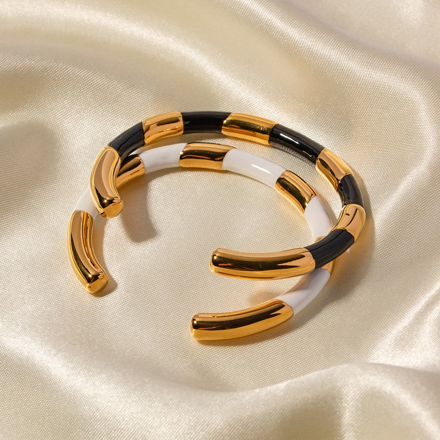 Kali Striped Bangle Bracelet Water Resistant- Eleven 11 Jewelry Co