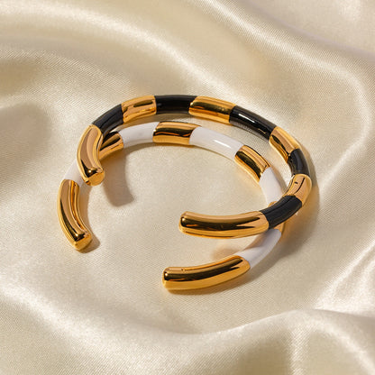 Kali Striped Bangle Bracelet Water Resistant- Eleven 11 Jewelry Co