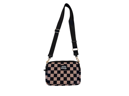 Gold Blush Bestie Bag – Soft Neoprene Crossbody with Key Leash & RFID Card Slots
