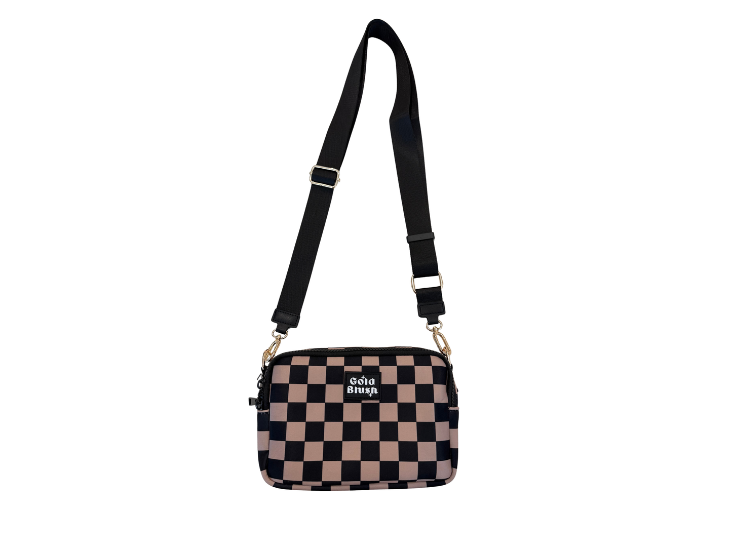 Gold Blush Bestie Bag – Soft Neoprene Crossbody with Key Leash & RFID Card Slots