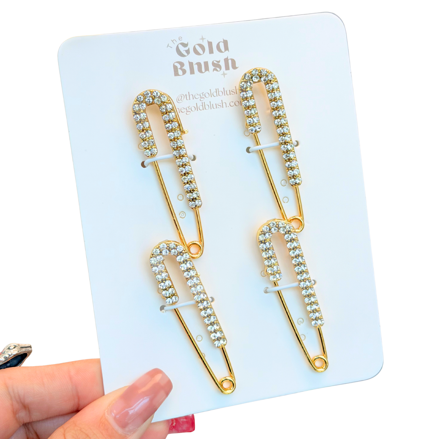 Gold Blush Bag Drip Pins – Fashion Bag Pins, Decorative Safety Pins & Enamel Pins for Handbags, Backpacks, Purses & Bag Straps