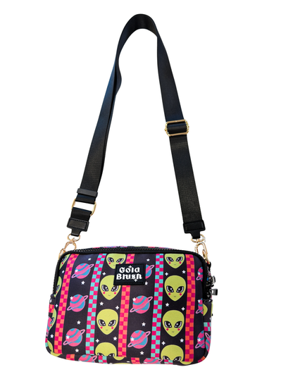 Gold Blush Bestie Bag – Soft Neoprene Crossbody with Key Leash & RFID Card Slots