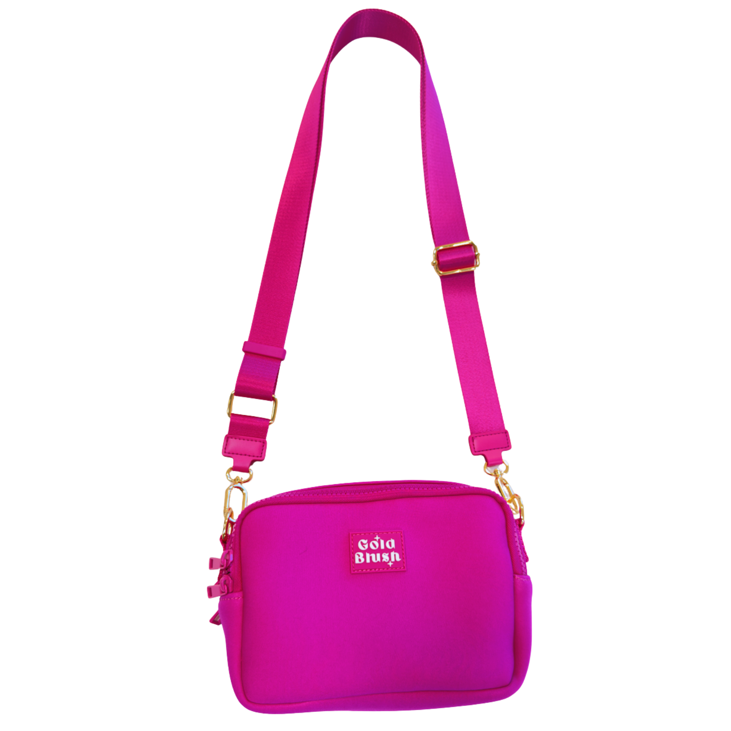 Gold Blush Bestie Bag – Soft Neoprene Crossbody with Key Leash & RFID Card Slots