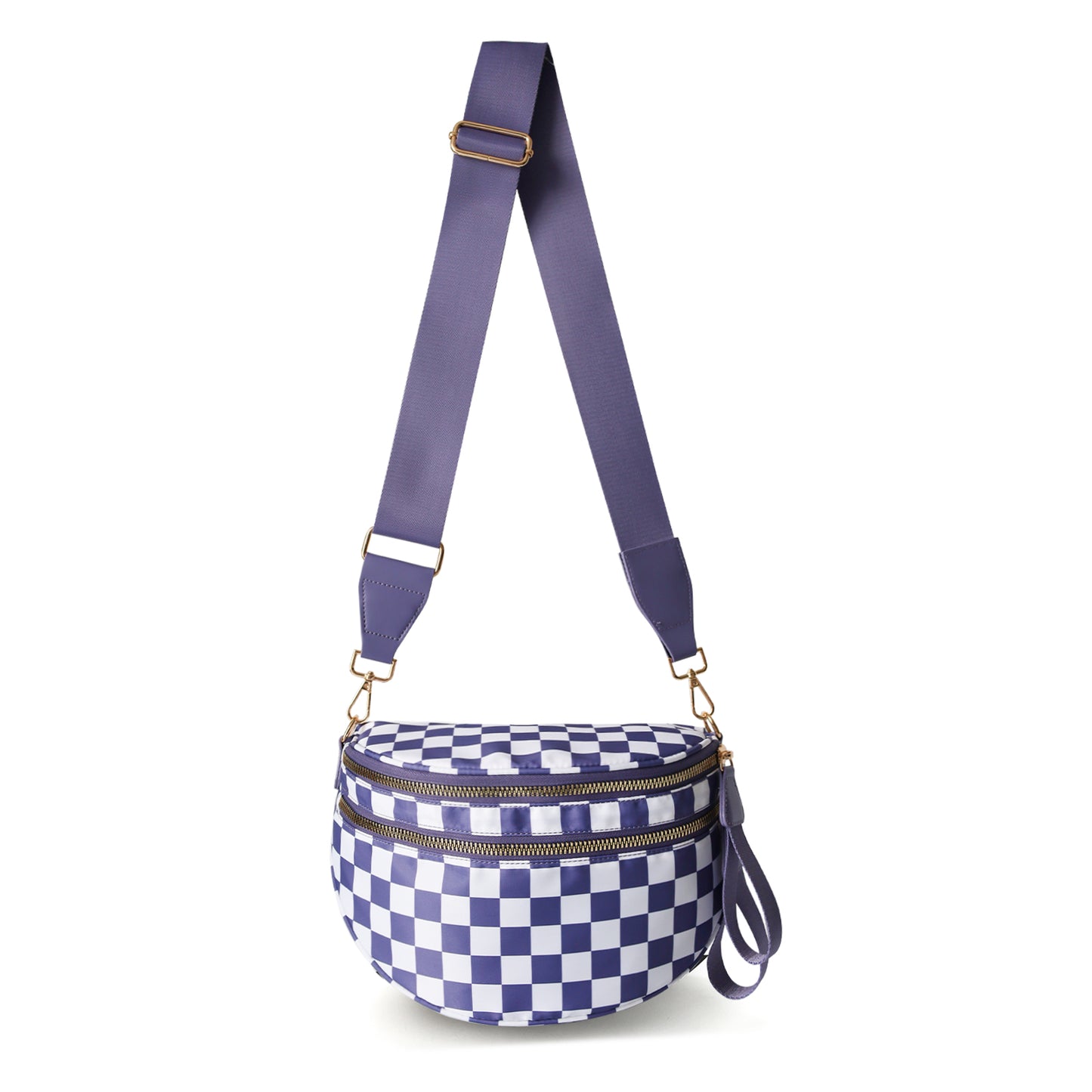 Black and White Checkered Nylon Bum Bag