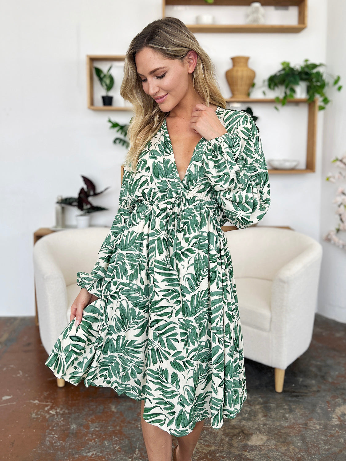 Vacay Vibes (S-3x) Balloon Sleeve Dress