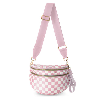 Black and White Checkered Nylon Bum Bag