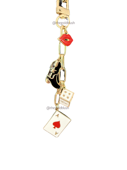 Trendy Charm Bag Chain - Pre Styled And Customizable- Gold Chain, Features Various Charms, Keychain