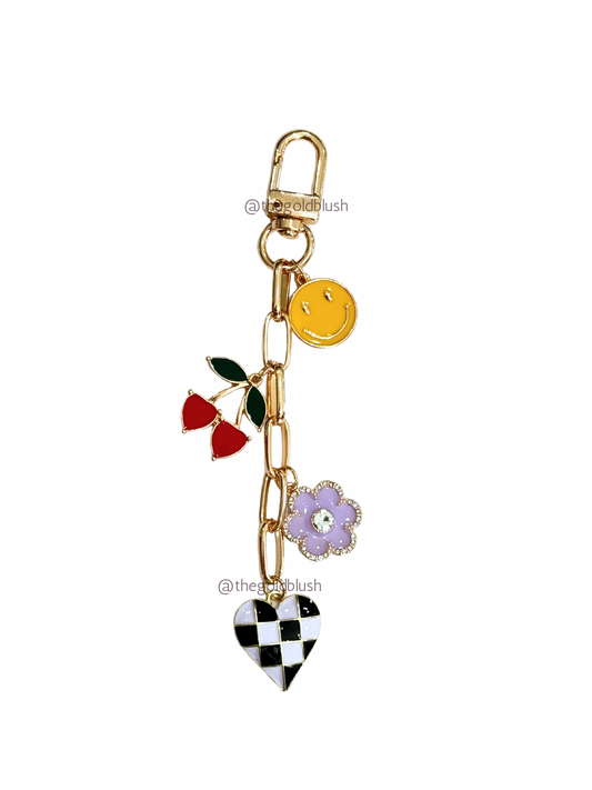 Trendy Charm Bag Chain - Pre Styled And Customizable- Gold Chain, Features Various Charms, Keychain