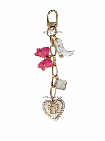 Trendy Charm Bag Chain - Pre Styled And Customizable- Gold Chain, Features Various Charms, Keychain