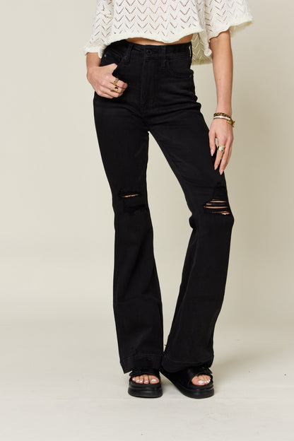 Judy Blue Gemma Tummy Control High Waist Distressed Flare Jeans