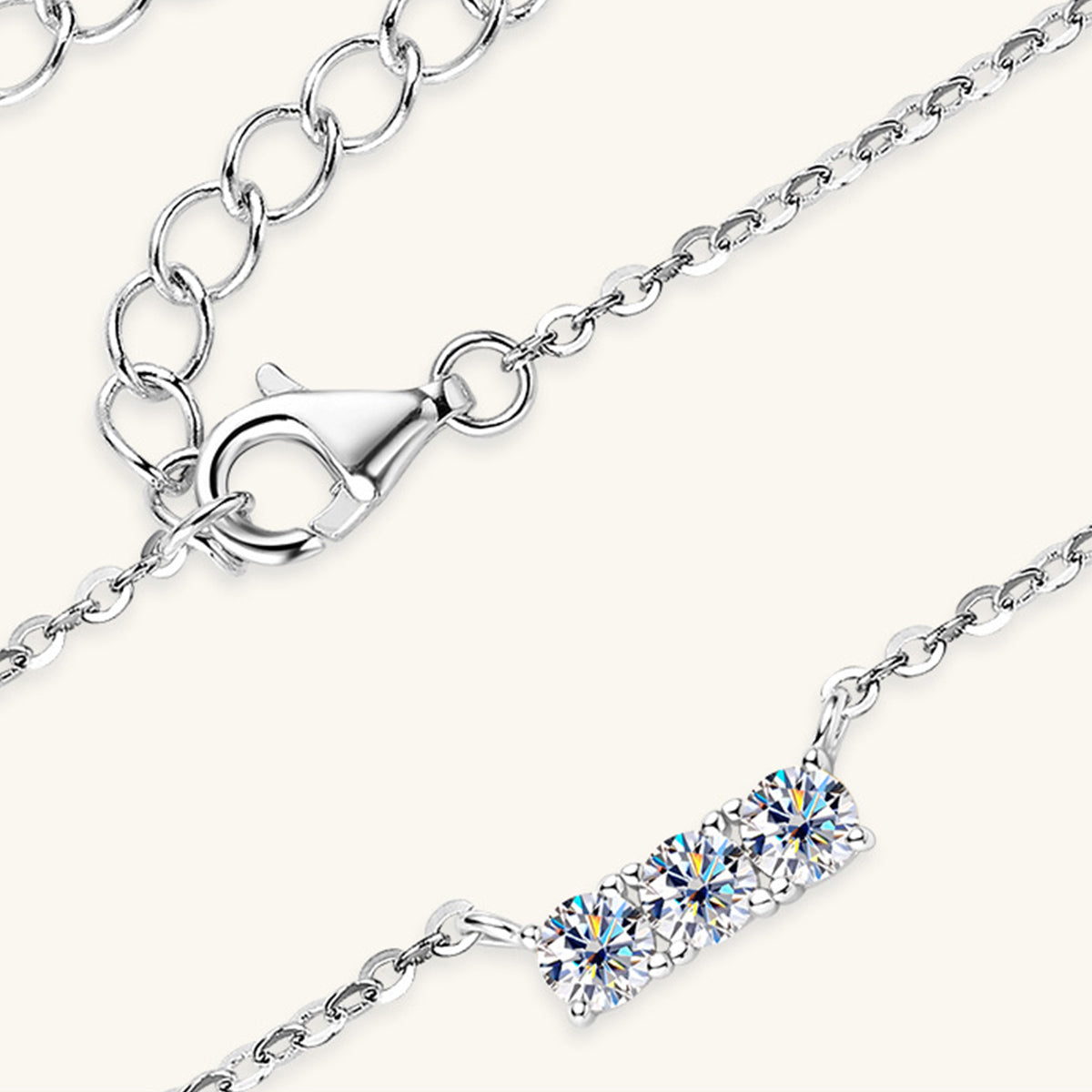 Gold or Silver .925 Sterling Silver Moissanite Necklace
