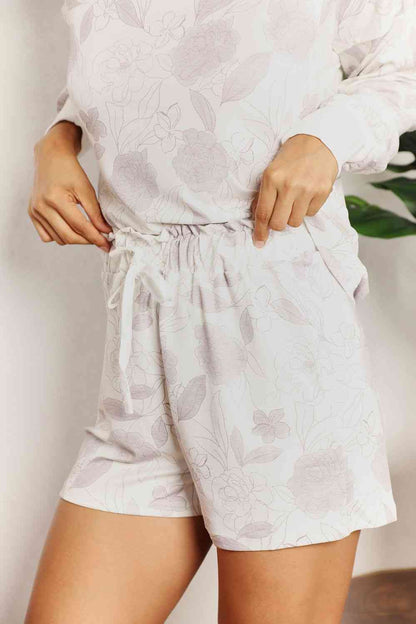 Flora Long Sleeve Top and Shorts Loungewear Set