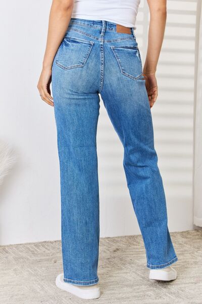 Judy Blue Jaxson High Waist Distressed Straight-Leg Jeans