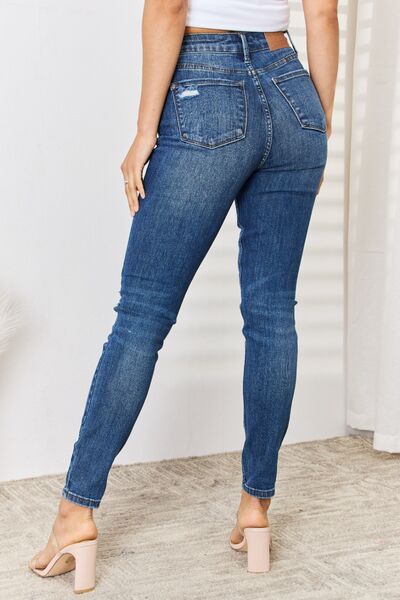 Judy Blue Leah High Waist Distressed Slim Jeans